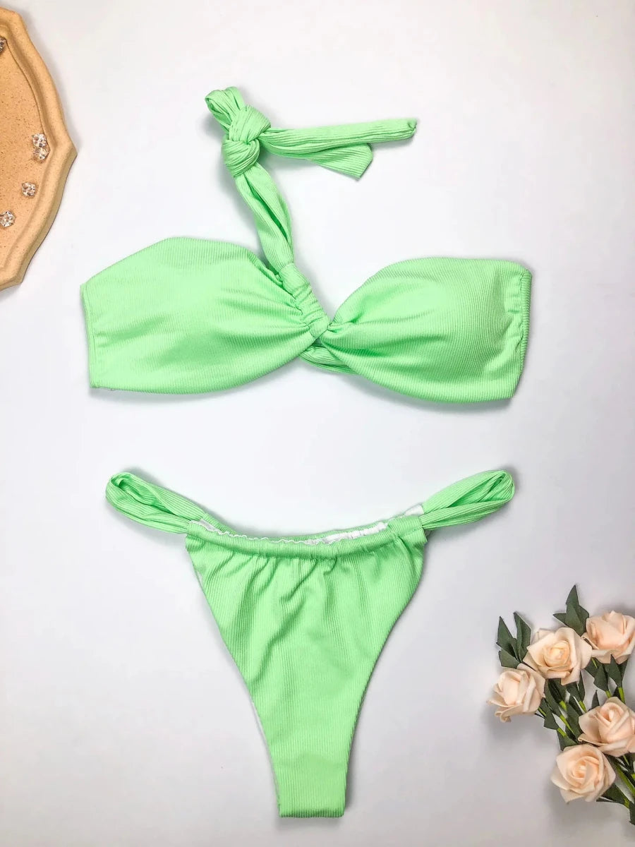 GZXL-ABL006 Eco Friendly Swimwear Women's One Shoulder Design Sexy Swimwear Ladies Split Bikini Sets Recycled Fabric Swimwear - MANDOTOS INTERNATIONAL