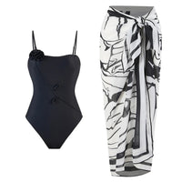 High Quality Swimwear Fabric Women Print Sarong Swimsuit Beach Coverup Wrap Skirt Pareo 2Pcs Bikini Set Custom Logo Bathing Suit - MANDOTOS INTERNATIONAL