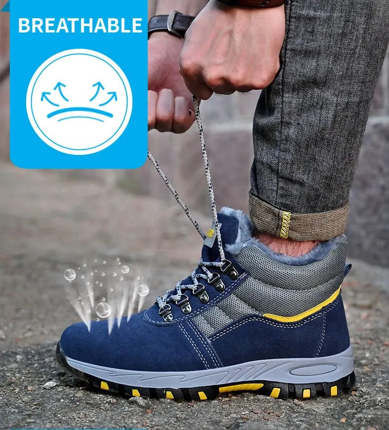 High Quality Winter Boots Men Steel Toe Cap Safety Boots Work Shoes Men Puncture-Proof Work Boots Plush Warm Safety Shoes male - MANDOTOS INTERNATIONAL