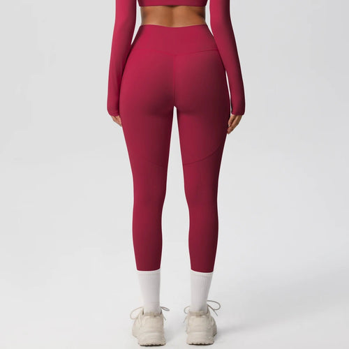 High Waist Women's Leggings Stretch Yoga Pants Tights With Pockets Push Up Fitness Running Sportswear Solid Color Pants - Mandotos International