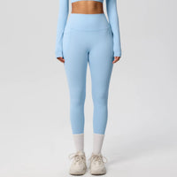 High Waist Women's Leggings Stretch Yoga Pants Tights With Pockets Push Up Fitness Running Sportswear Solid Color Pants - Mandotos International