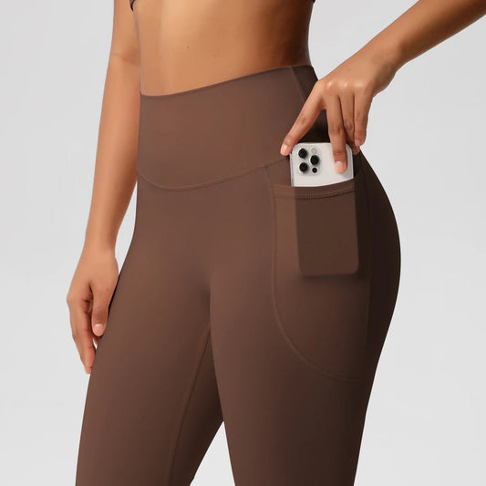 High Waist Women's Leggings Stretch Yoga Pants Tights With Pockets Push Up Fitness Running Sportswear Solid Color Pants - Mandotos International