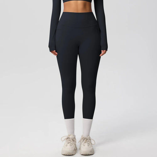 High Waist Women's Leggings Stretch Yoga Pants Tights With Pockets Push Up Fitness Running Sportswear Solid Color Pants - Mandotos International
