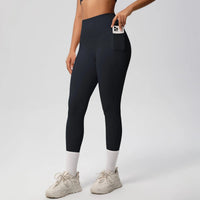 High Waist Women's Leggings Stretch Yoga Pants Tights With Pockets Push Up Fitness Running Sportswear Solid Color Pants - Mandotos International