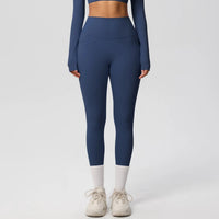 High Waist Women's Leggings Stretch Yoga Pants Tights With Pockets Push Up Fitness Running Sportswear Solid Color Pants - Mandotos International