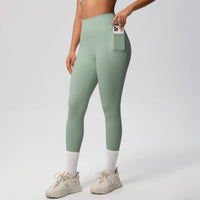 High Waist Women's Leggings Stretch Yoga Pants Tights With Pockets Push Up Fitness Running Sportswear Solid Color Pants - Mandotos International
