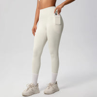 High Waist Women's Leggings Stretch Yoga Pants Tights With Pockets Push Up Fitness Running Sportswear Solid Color Pants - Mandotos International