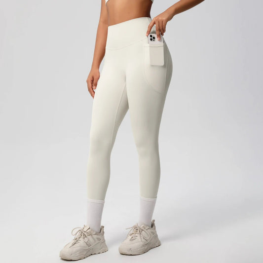 High Waist Women's Leggings Stretch Yoga Pants Tights With Pockets Push Up Fitness Running Sportswear Solid Color Pants - Mandotos International