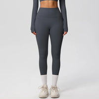 High Waist Women's Leggings Stretch Yoga Pants Tights With Pockets Push Up Fitness Running Sportswear Solid Color Pants - Mandotos International