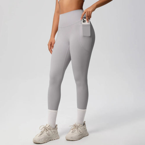 High Waist Women's Leggings Stretch Yoga Pants Tights With Pockets Push Up Fitness Running Sportswear Solid Color Pants - Mandotos International