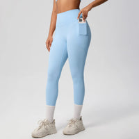 High Waist Women's Leggings Stretch Yoga Pants Tights With Pockets Push Up Fitness Running Sportswear Solid Color Pants - Mandotos International