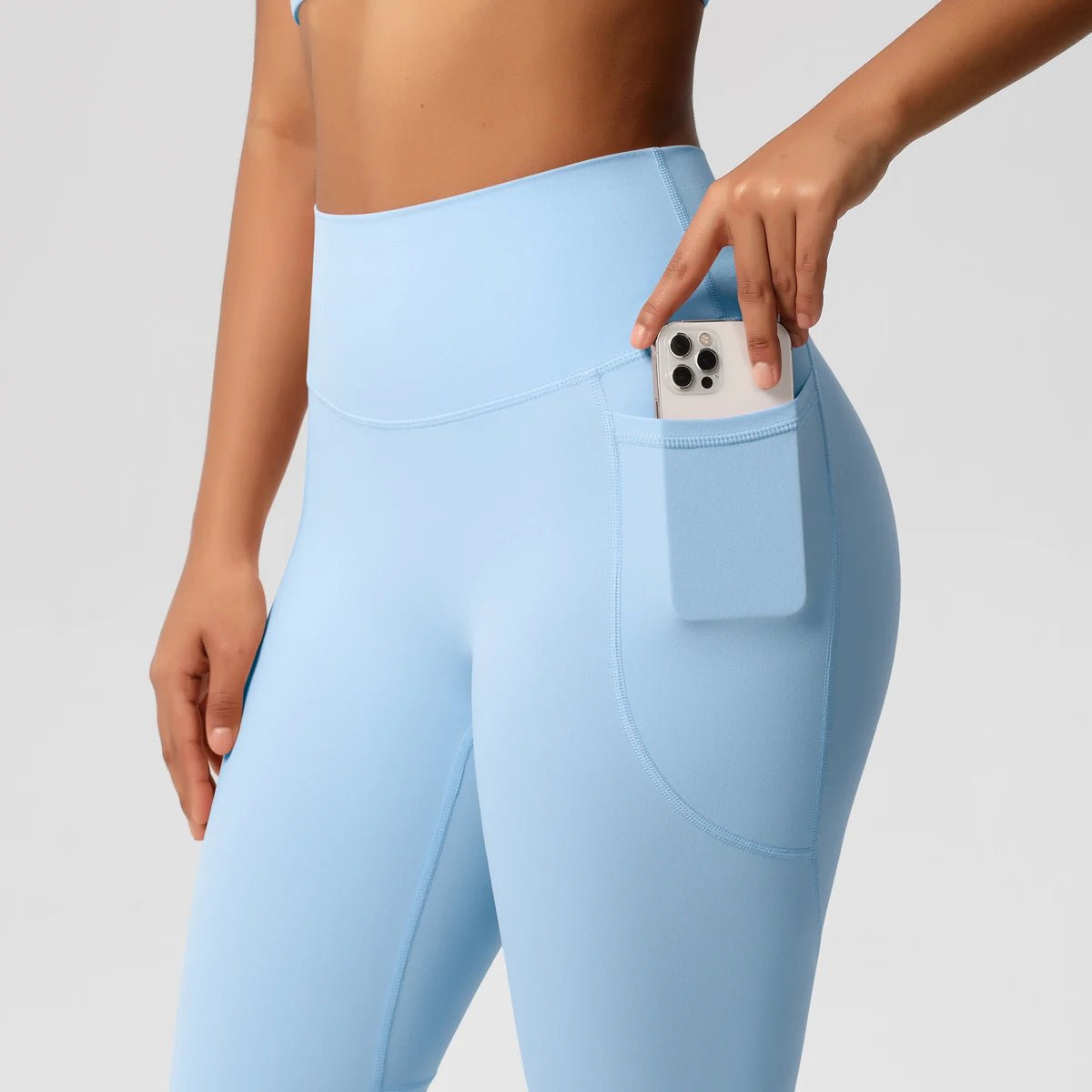 High Waist Women's Leggings Stretch Yoga Pants Tights With Pockets Push Up Fitness Running Sportswear Solid Color Pants - Mandotos International