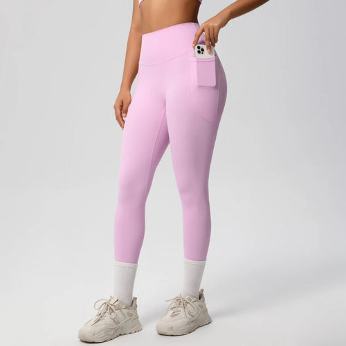 High Waist Women's Leggings Stretch Yoga Pants Tights With Pockets Push Up Fitness Running Sportswear Solid Color Pants - Mandotos International