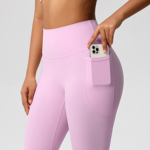 High Waist Women's Leggings Stretch Yoga Pants Tights With Pockets Push Up Fitness Running Sportswear Solid Color Pants - Mandotos International