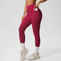 High Waist Women's Leggings Stretch Yoga Pants Tights With Pockets Push Up Fitness Running Sportswear Solid Color Pants - Mandotos International