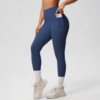 High Waist Women's Leggings Stretch Yoga Pants Tights With Pockets Push Up Fitness Running Sportswear Solid Color Pants - Mandotos International