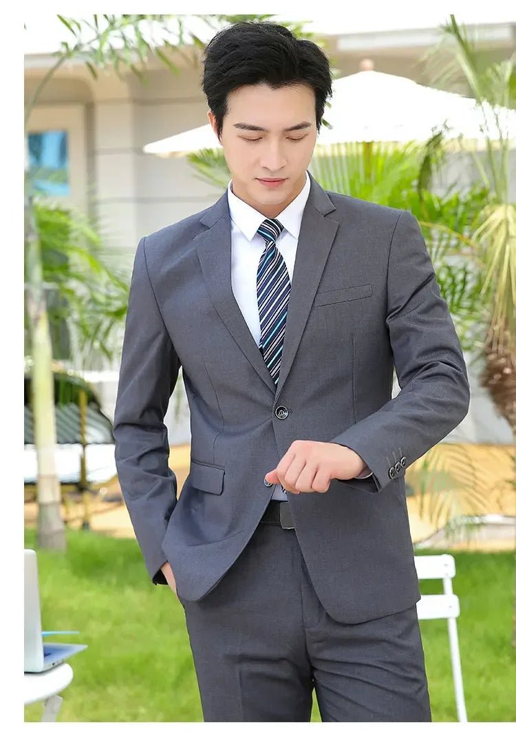 Italian Style Slim Fit 8XL Business Suit Set - Wedding Groom Best Man Outfit - MANDOTOS INTERNATIONAL