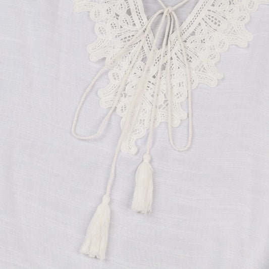 JSN9202262 2024 New Arrival Hot Selling Lace Bikini Cover up V Neck Solid Color High Quality Blouse for Girl - MANDOTOS INTERNATIONAL