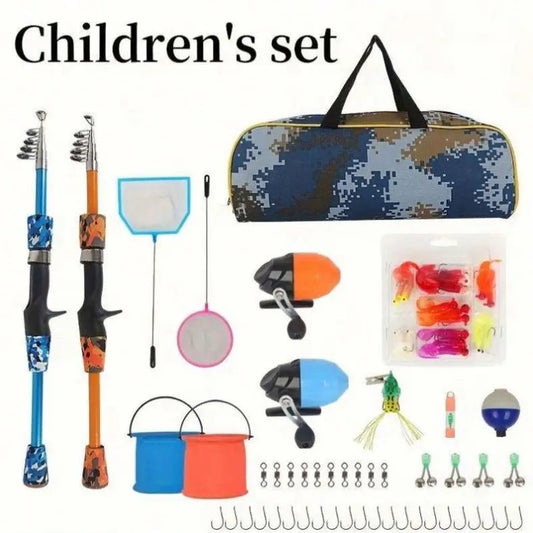 Kids travel spinning rod and reel set by MANDOTOS INTERNATIONAL, lightweight and sensitive fishing rod for children.