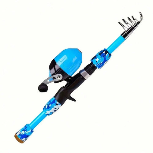 Kids travel spinning rod and reel set by MANDOTOS INTERNATIONAL, lightweight and sensitive fishing rod for children.