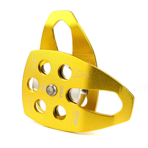 Mandotos International fixed mountaineering pulley with rope, outdoor climbing gear for travel and climbing activities.