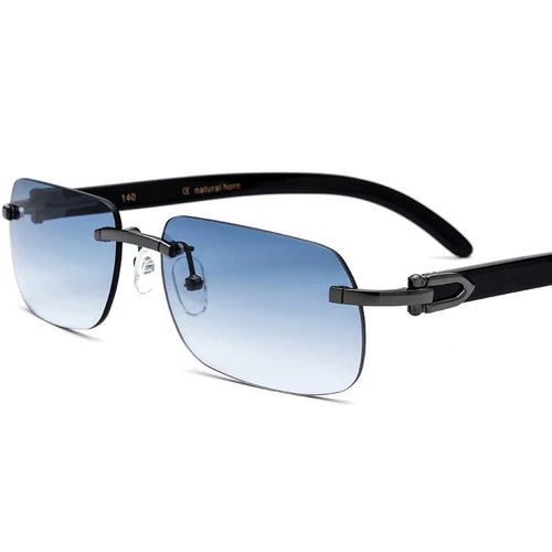 Luxury buffalo horn sunglasses by Mandotos International for men and women, featuring stylish frame and tinted lenses.