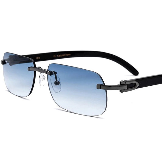 Luxury buffalo horn sunglasses by Mandotos International for men and women, featuring stylish frame and tinted lenses.