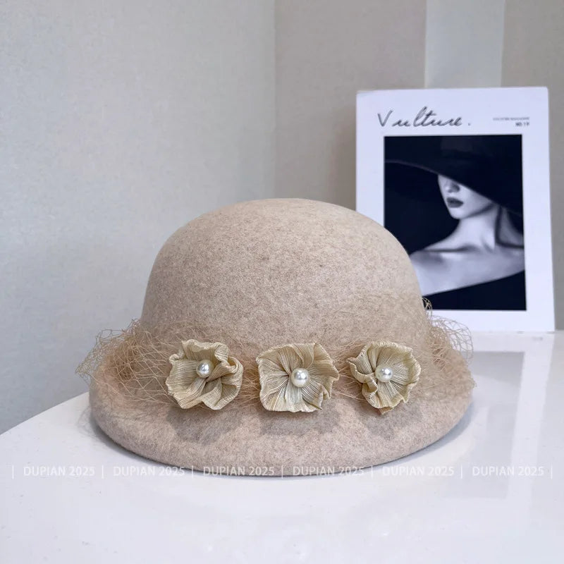 Luxury hemp yarn beret with Australian wool felt, women's versatile bow top hat by MANDOTOS INTERNATIONAL, stylish and cozy accessory