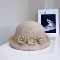 Luxury hemp yarn beret with Australian wool felt, women's versatile bow top hat, stylish and cozy headwear by MANDOTOS INTERNATIONAL