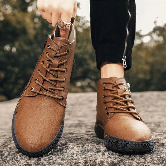 Luxury Italian handmade men's hiking shoes by MANDOTOS INTERNATIONAL, designed for outdoor sports and travel.