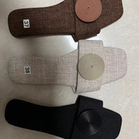 Luxury Korean Style Crystal Beach Slippers Flat Casual Sandals Large Size Buttoned - MANDOTOS INTERNATIONAL