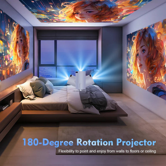 Mandotos International Magcubic Pro 4K Android 11 projector with dual WiFi6 and Bluetooth 5.0 for home and outdoor cinema use.