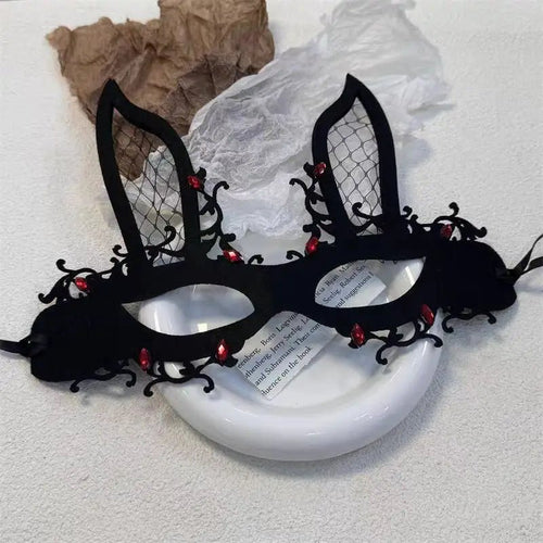 Mandotos International sexy lace half face masquerade mask, Gothic style, elegant design for fancy dress, Halloween, and themed events.