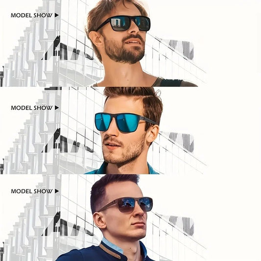 Men's black metal framed fashion sunglasses with TAC lenses for day and night driving, stylish for daily leisure wear.