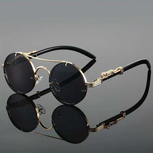 Men's black metal framed sunglasses with TAC lenses, designed for day and night driving, stylish for daily leisure wear.