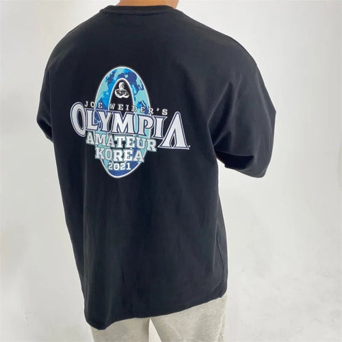 Men's cotton fitness tee by Mandotos International, short sleeve summer gym T-shirt with comfortable, breathable fabric for workouts.