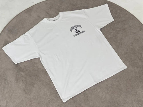 Men's cotton fitness tee by Mandotos International, short sleeve summer gym T-shirt, casual athletic wear, white fabric, front view