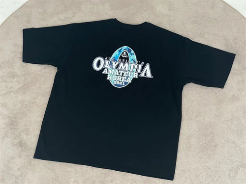 Men's cotton fitness tee from MANDOTOS INTERNATIONAL featuring short sleeves and a comfortable summer gym T-shirt style.