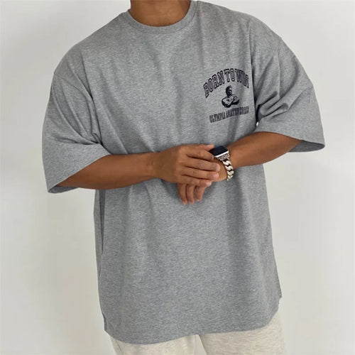 Men's cotton fitness T-shirt by Mandotos International, short sleeve summer gym tee, comfortable athletic T-shirt for men.