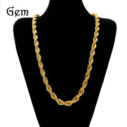 Men's Hip-Hop Gold-Plated Necklace, 1cm Twist Rope Chain, High Fashion Sense - MANDOTOS INTERNATIONAL