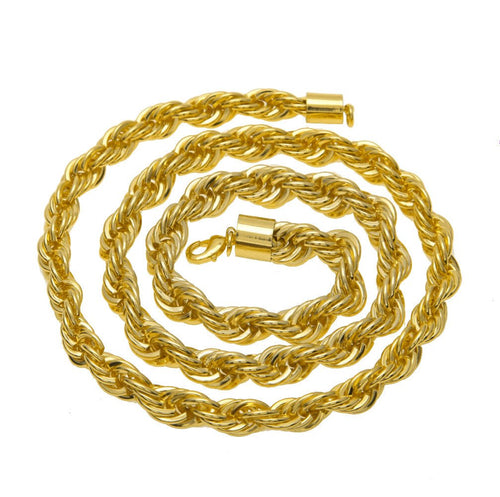 Men's Hip-Hop Gold-Plated Necklace, 1cm Twist Rope Chain, High Fashion Sense - MANDOTOS INTERNATIONAL