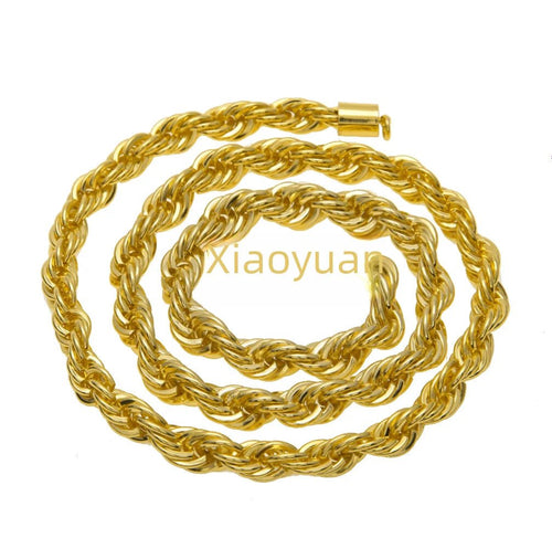 Men's Hip-Hop Gold-Plated Necklace, 1cm Twist Rope Chain, High Fashion Sense - MANDOTOS INTERNATIONAL