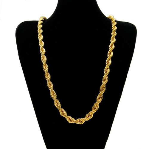 Men's Hip-Hop Gold-Plated Necklace, 1cm Twist Rope Chain, High Fashion Sense - MANDOTOS INTERNATIONAL