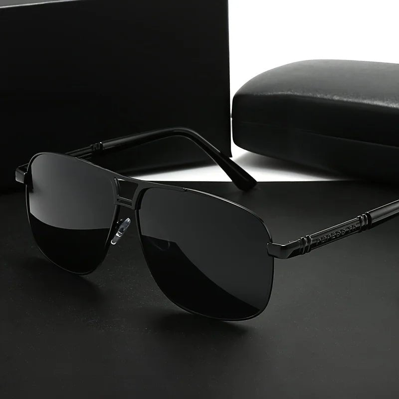 Men'S Large Frame Sunglasses | Black to Red Gradient TAC Lens, Full-Rim Iron Frame, Protection, Easy-Clean Lens Surface,Polished - MANDOTOS INTERNATIONAL