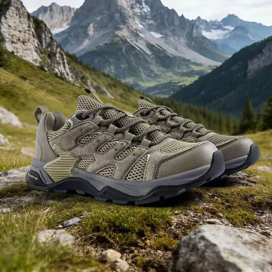 Men's lightweight waterproof hiking shoes by MANDOTOS INTERNATIONAL, designed for all-season outdoor trekking and rugged terrain.