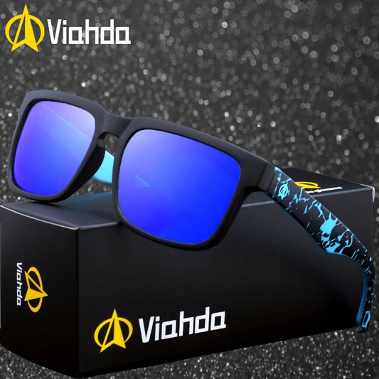 Men's polarized night vision driving sunglasses by MANDOTOS INTERNATIONAL, Viahda V5089, with dark tinted lenses for enhanced nighttime visibility.
