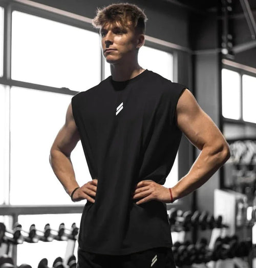 Mandotos International men's quick-drying sleeveless fitness shirt, summer mesh basketball tank top, lightweight athletic top for men.