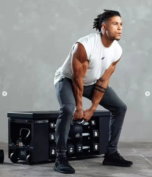 Men's quick-drying sleeveless fitness shirt by MANDOTOS INTERNATIONAL, summer mesh basketball tank top with breathable fabric.