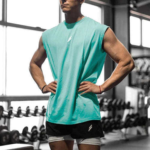 Men's quick-drying sleeveless fitness shirt and summer mesh basketball tank top by MANDOTOS INTERNATIONAL, showing breathable athletic apparel.