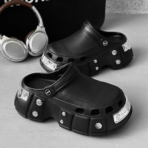 Men's rivet design beach sandals by MANDOTOS INTERNATIONAL, size 36-45, featuring durable straps and casual summer style.